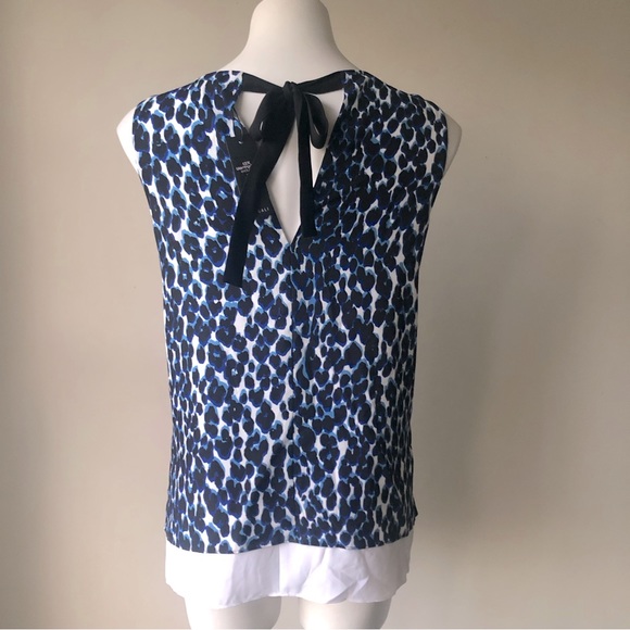 LE GALI Alyssa Sleeveless Layered Animal Print Tie Back Blouse, S NWT - Picture 9 of 10